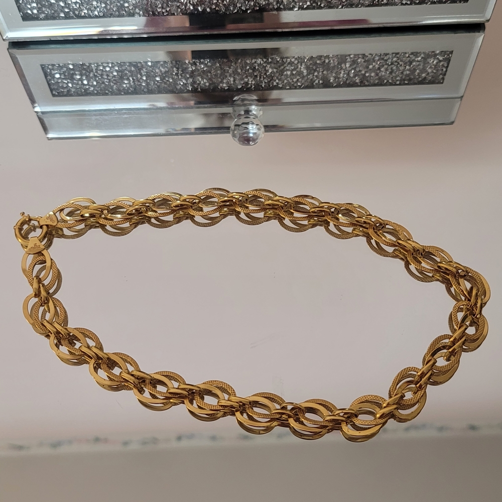 21k Real Solid Saudi Yellow Gold Chain Link Necklace